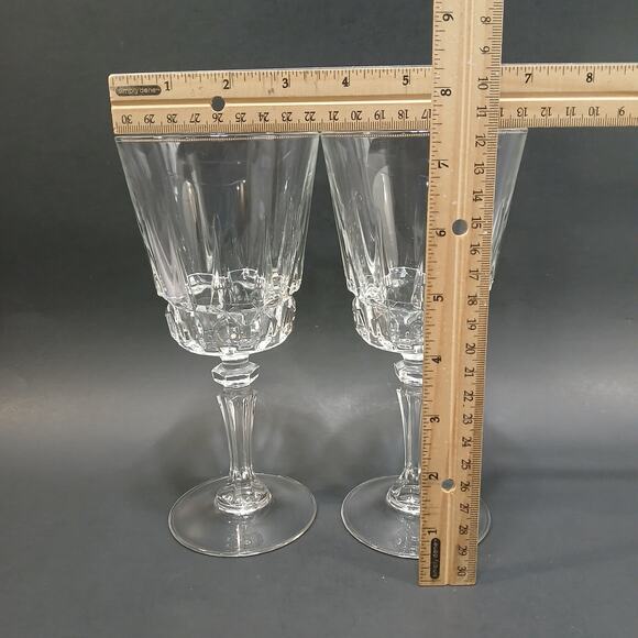 Pair of Stemmed Wine Glasses Water Goblets Chantelle by Cristal D'Arques Durand - Picture 7 of 7